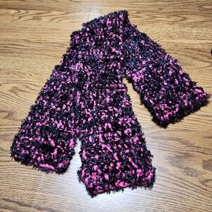 New Homemade Scarf Hot Pink and Black 64"
